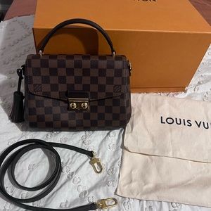 Auth LOUIS VUITTON Croisette N53000 Ebene Damier Womens Handbag